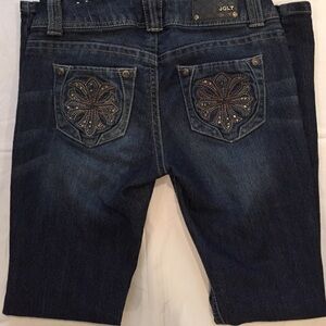 Jolt denim skinny jeans with rhinestone pockets